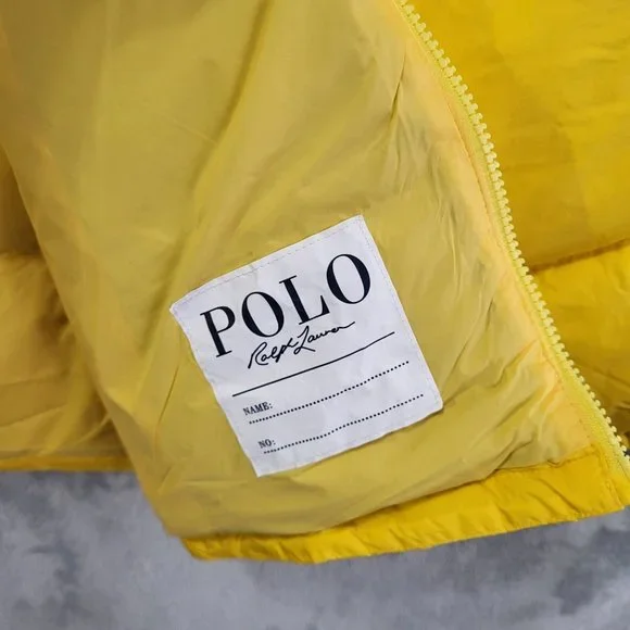 Polo Ralph Lauren Boys Water-Resistant Yellow Down Jacket Size L (14-16)NWT